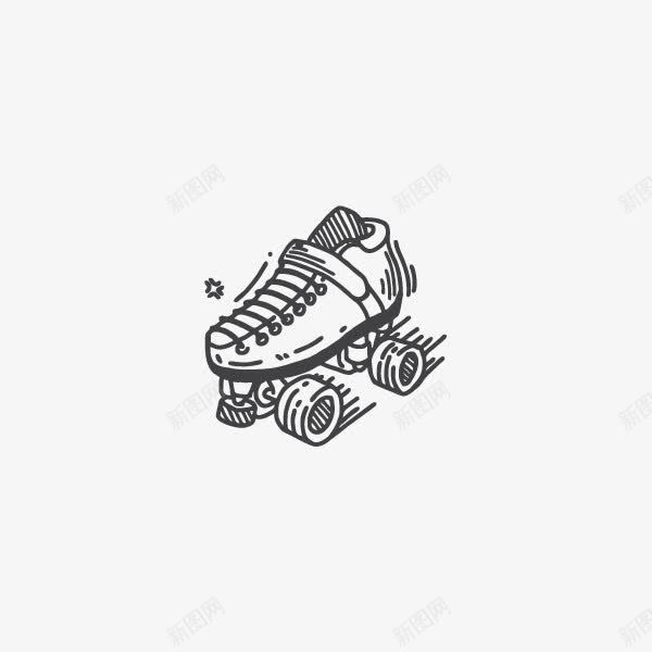 卡通手绘黑色的溜冰鞋png免抠素材_新图网 https://ixintu.com 创意 动漫动画 卡通手绘 溜冰鞋 轮子 鞋子 黑色