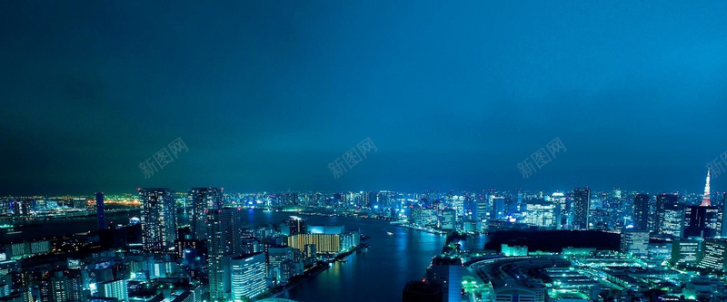 蓝色夜景城市背景