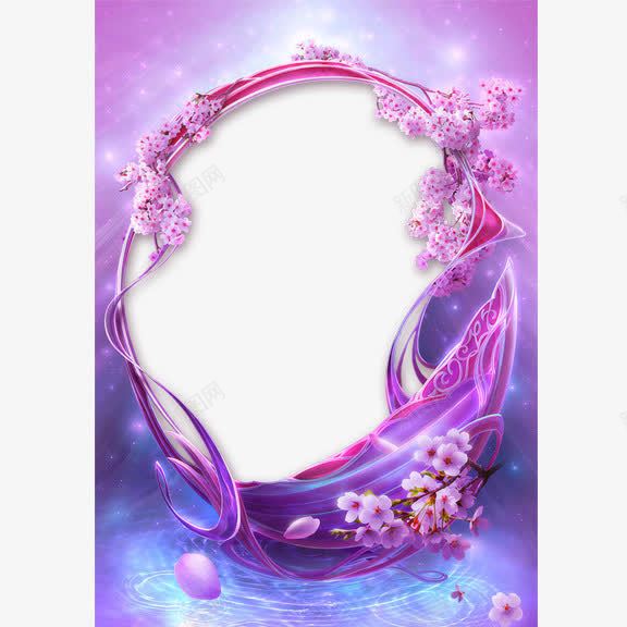 紫色烂漫花朵边框png免抠素材_新图网 https://ixintu.com 紫色 花朵 边框