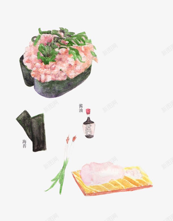 寿司png免抠素材_新图网 https://ixintu.com 手绘佐料 美食 葱 餐饮