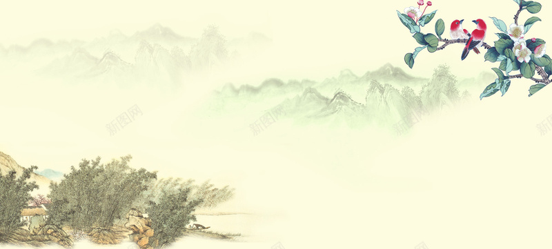 中国风水墨古典简约清新背景背景