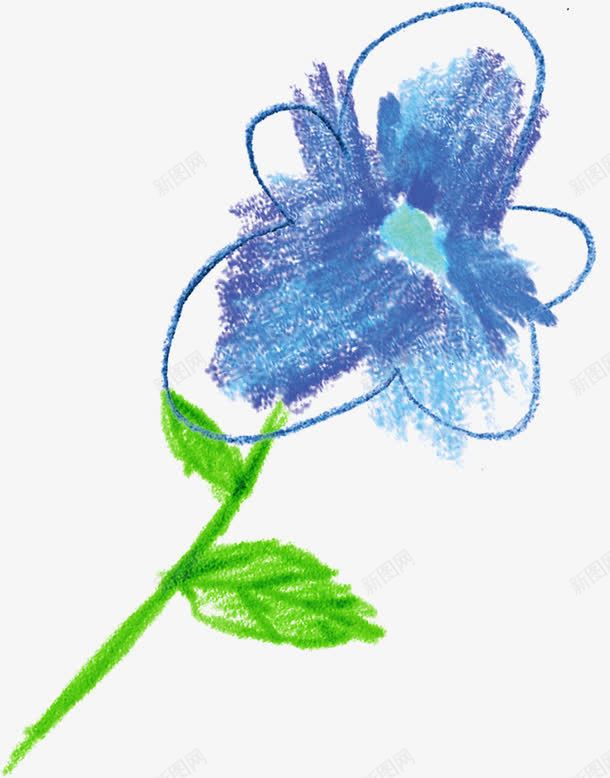 蓝色蜡笔创意花朵png免抠素材_新图网 https://ixintu.com 创意 花朵 蓝色 蜡笔