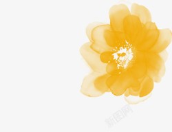 黄色手绘水彩花朵装饰素材