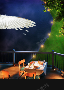 浪漫翅膀室外晚餐背景背景
