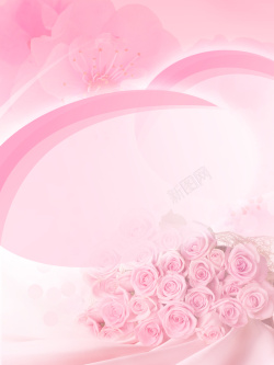 三八节玫瑰花粉色海报背景背景