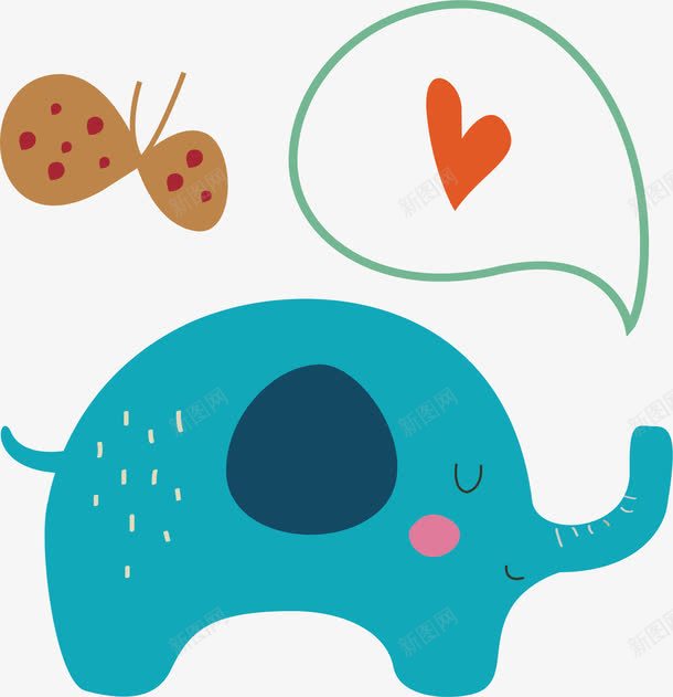 可爱蓝色小象png免抠素材_新图网 https://ixintu.com 创意 卡通 可爱 小象 彩色 手绘的 矢量的 蓝色