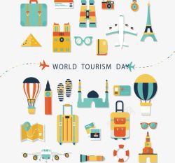 世界旅游日花纹矢量图素材