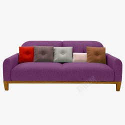 沙发三人位紫色木质沙发素材