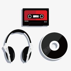 耳麦磁带耳麦磁带和光盘高清图片