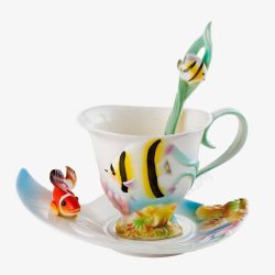 彩釉个性陶瓷咖啡杯碟素材