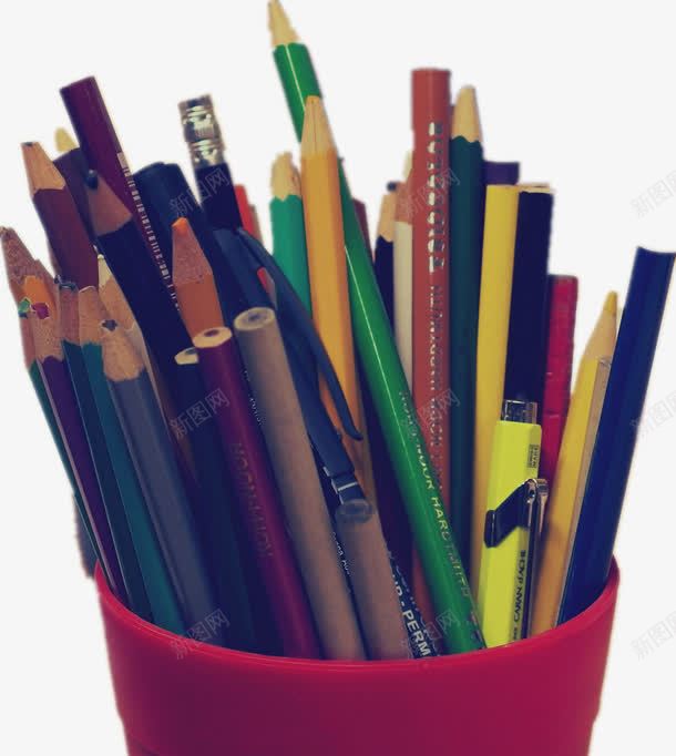 一个装满笔的笔筒png免抠素材_新图网 https://ixintu.com PPT 五颜六色 写字 学习 笔 笔筒