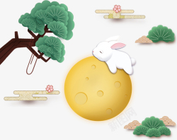 嫦娥玉兔中秋节桂树玉兔高清图片