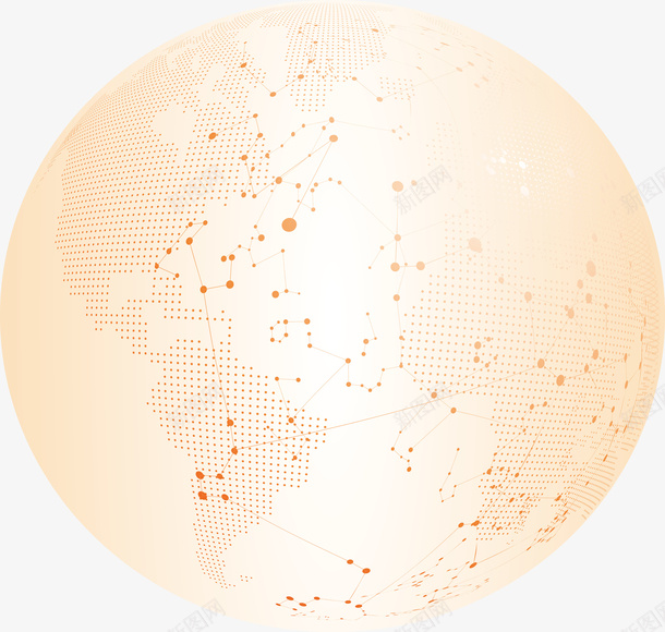 橙色橘色地球点线科技感矢量图ai免抠素材_新图网 https://ixintu.com 地球 地球投影 投影 橘色 橙色 点线 矢量图 科技感