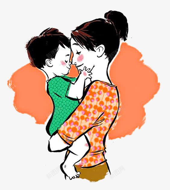 橙色简约母子装饰图案png免抠素材_新图网 https://ixintu.com 免抠PNG 橙色 母子 简约 装饰图案
