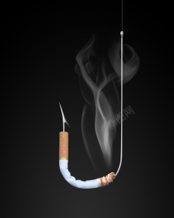 创意鱼钩创意吸烟有害健康海报背景高清图片