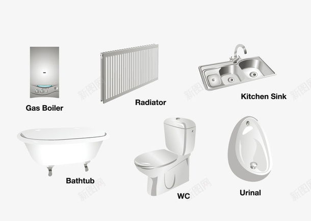 洁具矢量图ai免抠素材_新图网 https://ixintu.com 金属 高清 矢量图