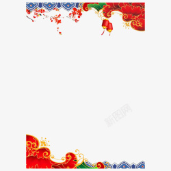 花朵边框浪花灯笼中国风元素素材
