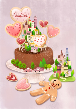 卡通可爱姜饼人蛋糕背景素材背景