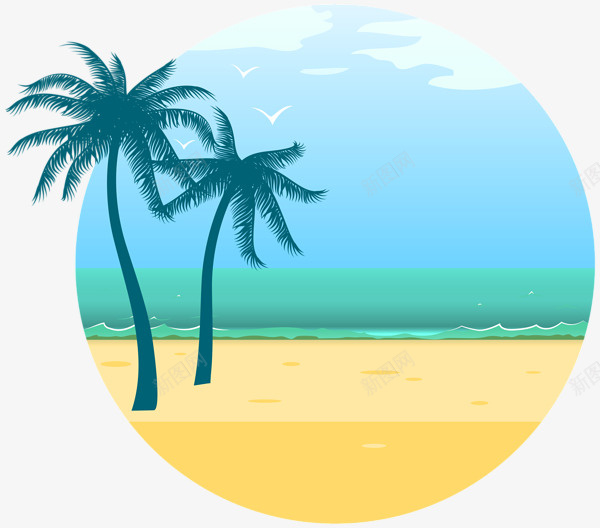 夏日海滩椰子树海浪png免抠素材_新图网 https://ixintu.com 夏日 椰子树 海浪 海滩 盛夏