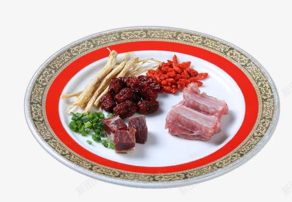 盘子中的食物png免抠素材_新图网 https://ixintu.com 枸杞 瘦肉 盘子中的食物 红枣