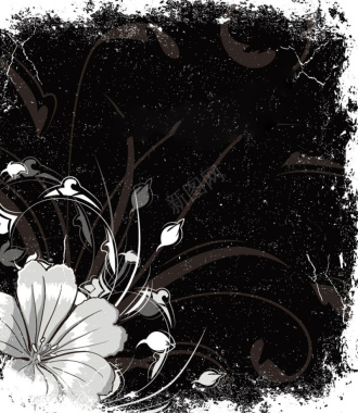 灰色系花朵和花草海报背景素材背景