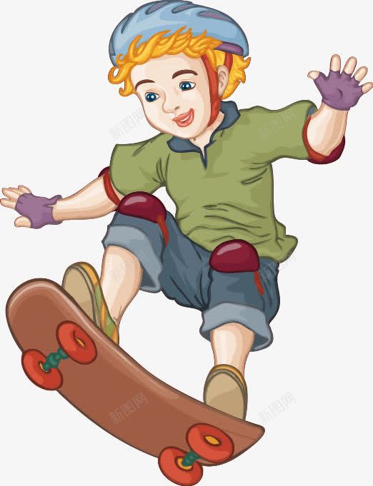 卡通手绘男孩骑滑板车图案png免抠素材_新图网 https://ixintu.com 卡通 手绘 男孩骑滑板车图案
