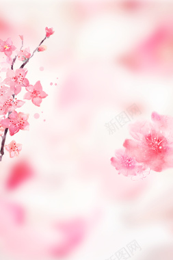 粉红浪漫春季桃花节宣传海报背景