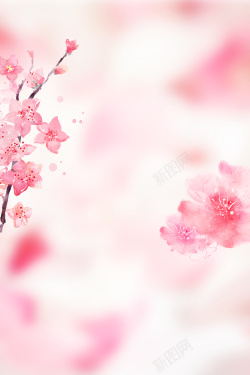 桃花枝粉红浪漫春季桃花节宣传海报高清图片
