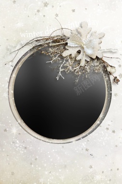 黑色圆圈白色花朵花边广告背景背景