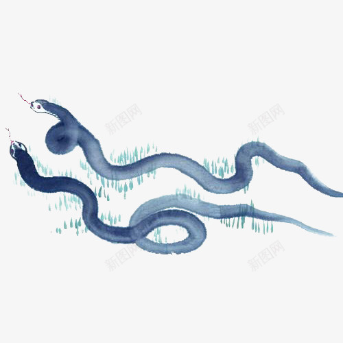 水墨两条蛇png免抠素材_新图网 https://ixintu.com 两条蛇 中国风 传统 动物 文化 水墨 水墨蛇 蛇 蛇类