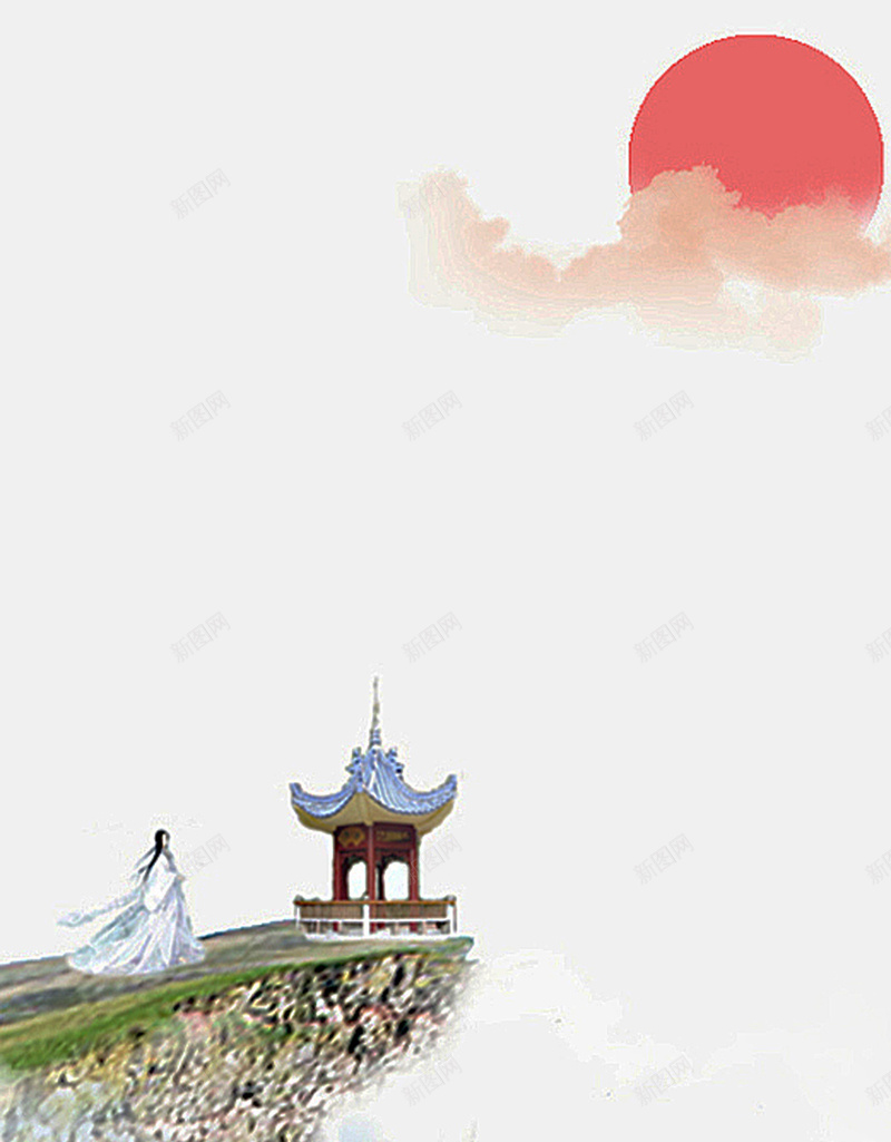 古风太阳亭子H5背景jpg设计背景_新图网 https://ixintu.com 亭子 唯美 文艺 梦幻 简约 H5背景 古风 古风背景 太阳