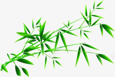 绿色渐变手绘竹叶png免抠素材_新图网 https://ixintu.com 渐变 竹叶 绿色