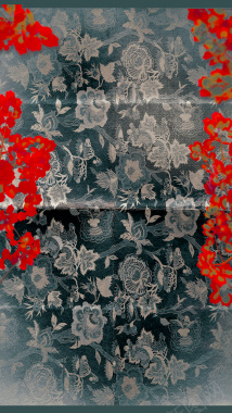 复古质感印花花卉图案美艳红色花卉背景