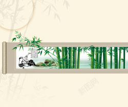 古风熊猫竹子海报背景素材背景