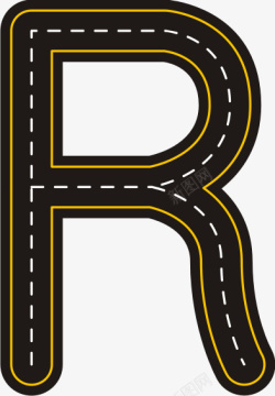 R字母标创意公路字母R高清图片