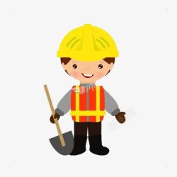 砌砖的铁铲卡通工人高清图片