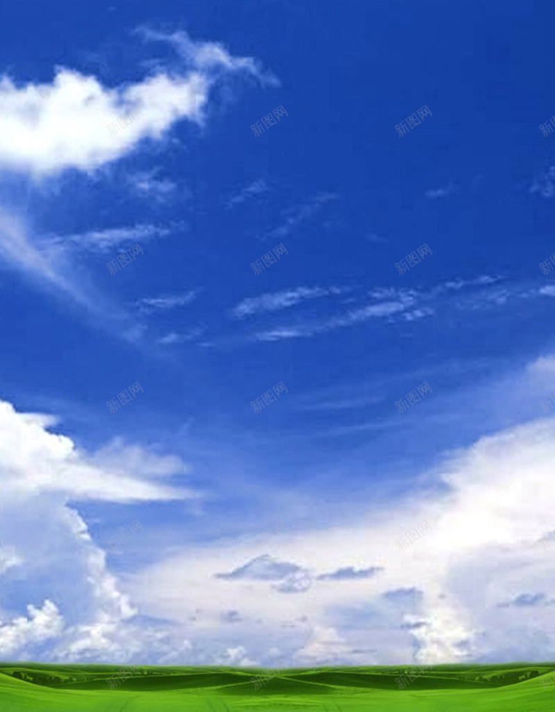 天空下的草原H5背景jpg设计背景_新图网 https://ixintu.com H5素材 天空 小清新 文艺 清新 白云 简约 绿色的草原 草原