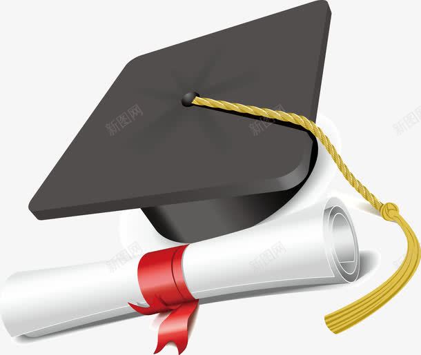 黑色学士帽毕业证书元素png免抠素材_新图网 https://ixintu.com 毕业 毕业证书矢量 证书 黑色