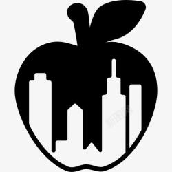 在里面纽约市苹果标志与建筑的形状在里面图标高清图片
