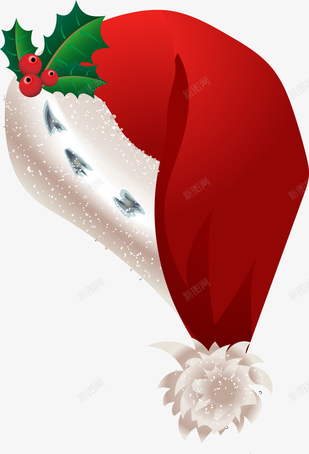 圣诞节红色圣诞帽png免抠素材_新图网 https://ixintu.com 冬季圣诞帽 冬青装饰 卡通圣诞帽 圣诞节帽子 红色圣诞帽 绿色冬青