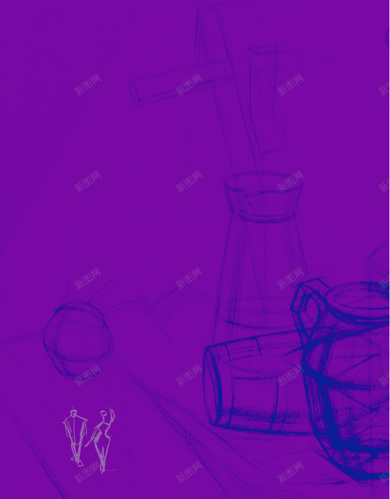 紫色绘画素描展板jpg设计背景_新图网 https://ixintu.com 文艺 紫色 绘画 美术 艺术 展板 素描 简约 大气 纹理