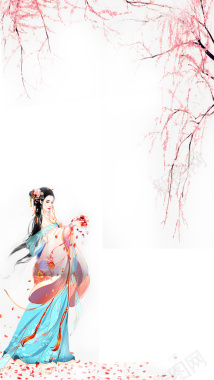手绘中国风古风桃花背景素材背景