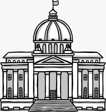 手绘法院大楼图标图标