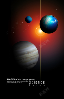 宇宙小行星浩瀚宇宙中的地球与小行星科幻背景高清图片