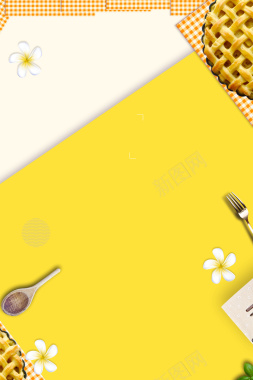 甜点饼干黄色简约时尚美食海报背景