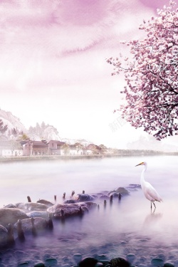 白鹭海报设计唯美湖景商务房地产PSD高清图片
