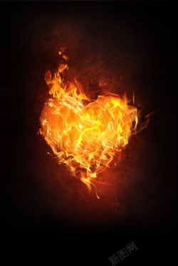 燃烧的爱心火焰燃烧爱心背景图高清图片