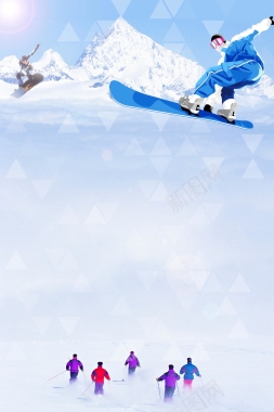 滑雪清新冬季滑雪运动背景背景