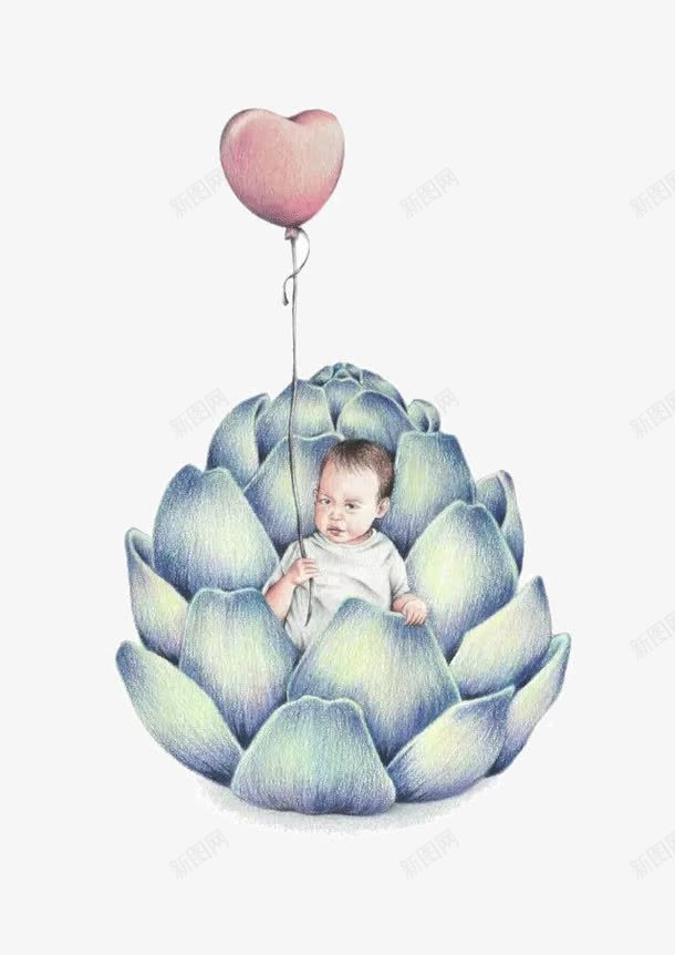 婴儿彩铅插画艺术png免抠素材_新图网 https://ixintu.com 婴儿 彩铅 插画 气球 精美 艺术 设计
