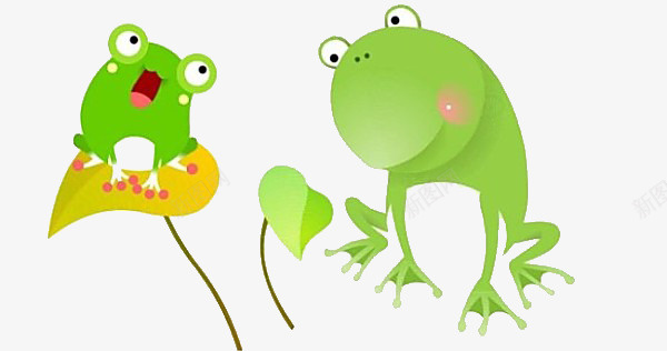 卡通青蛙png免抠素材_新图网 https://ixintu.com 卡通画 卡通素材 卡通青蛙 植物叶子卡通